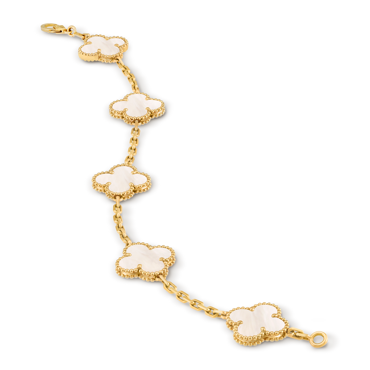 LUXE Reworked Vintage Alhambra bracelet, 5 motifs,18K yellow gold, Mother-of-pearl-Buy 1 Get 1 Free