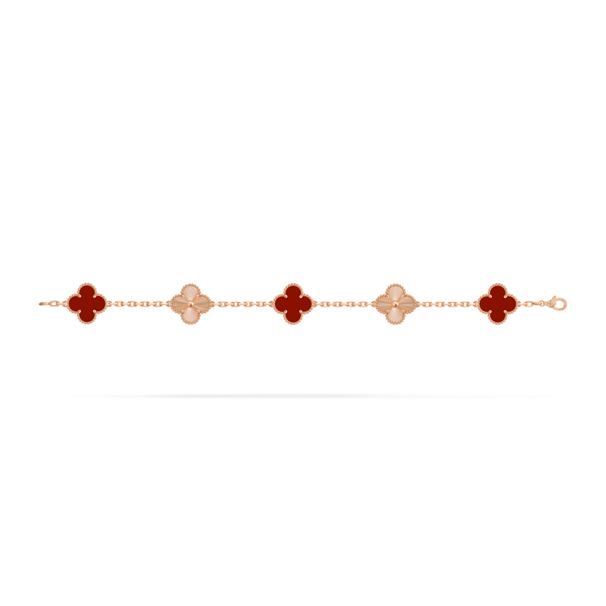 LUXE Reworked Vintage Alhambra bracelet, 5 motifs,18K rose gold, Carnelian-Buy 1 Get 1 Free