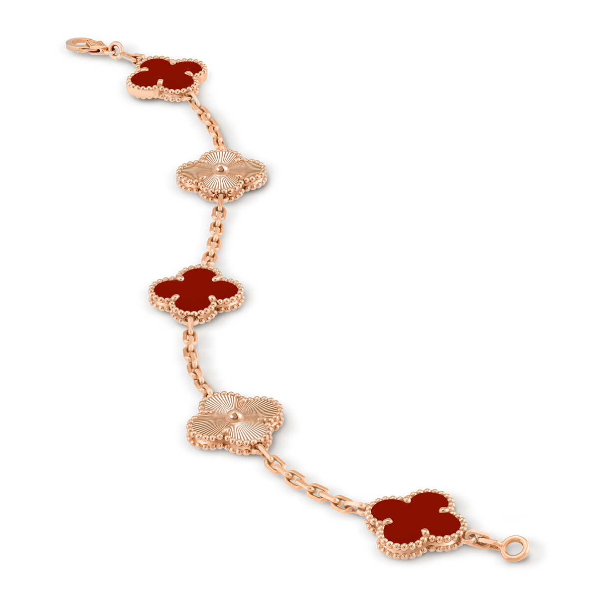 LUXE Reworked Vintage Alhambra bracelet, 5 motifs,18K rose gold, Carnelian-Buy 1 Get 1 Free