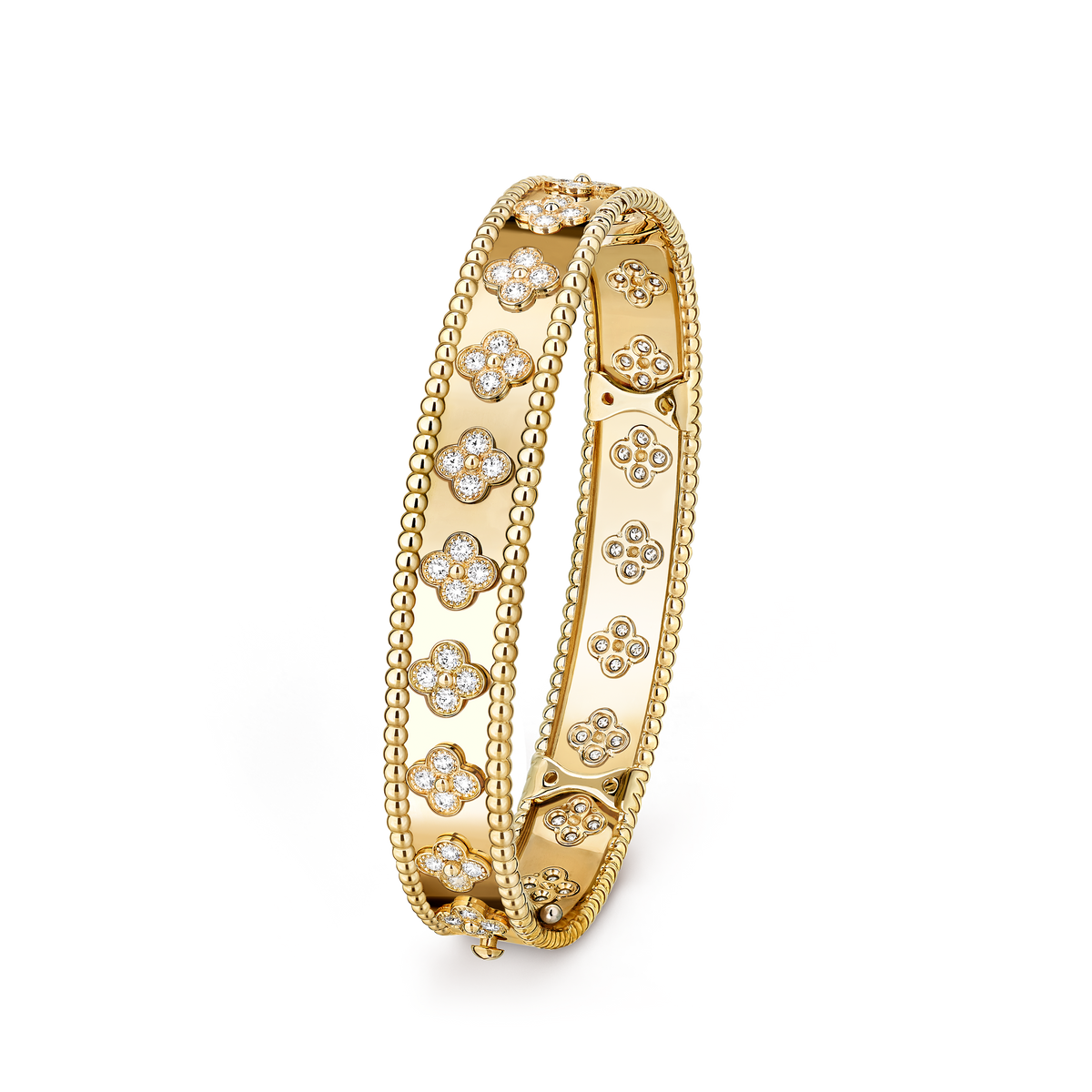 LUXE Reworked,Perlée clovers bracelet, medium model,18K yellow gold, Diamond-Buy 1 Get 1 Free