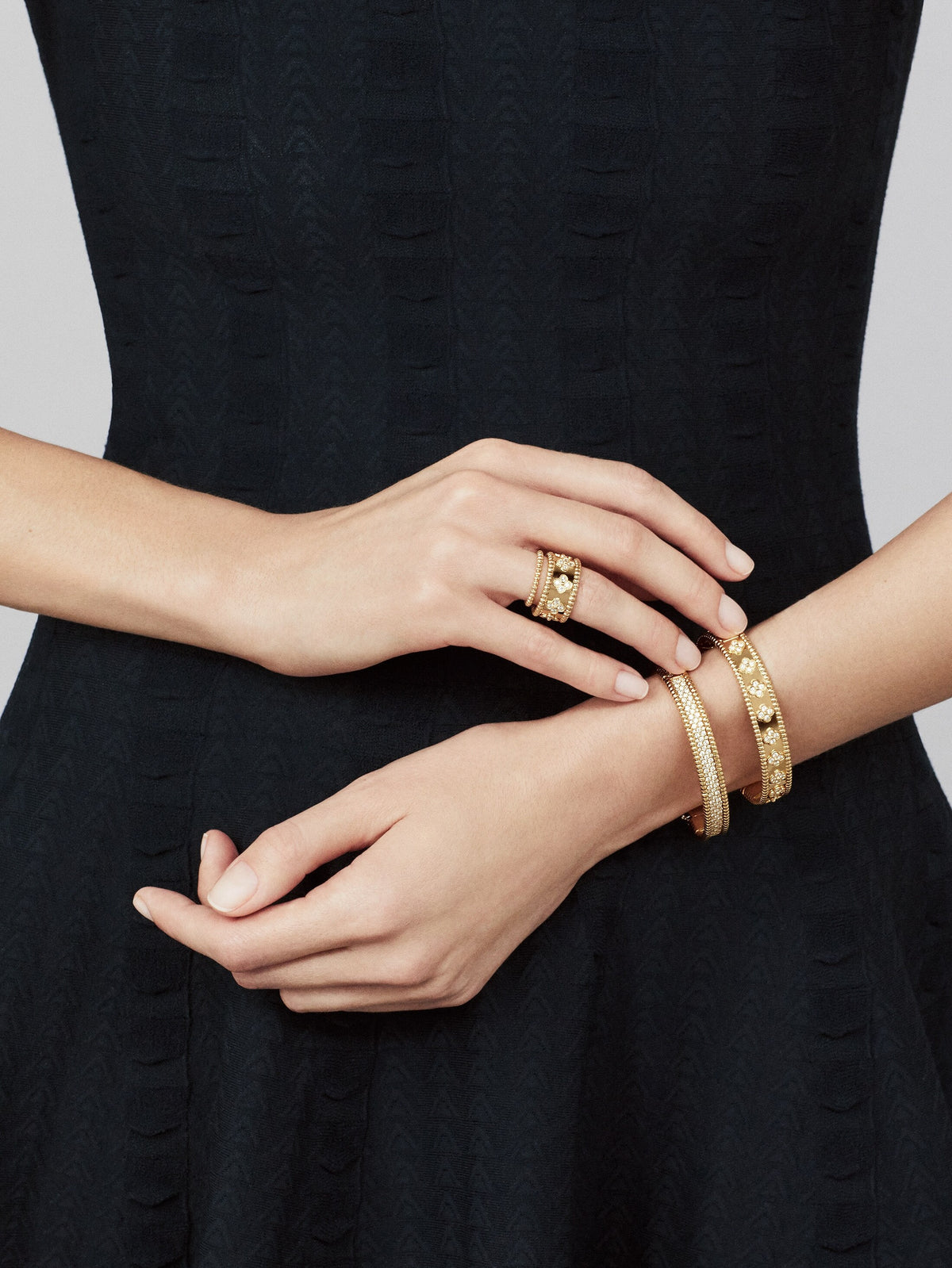 LUXE Reworked,Perlée clovers bracelet, medium model,18K yellow gold, Diamond-Buy 1 Get 1 Free