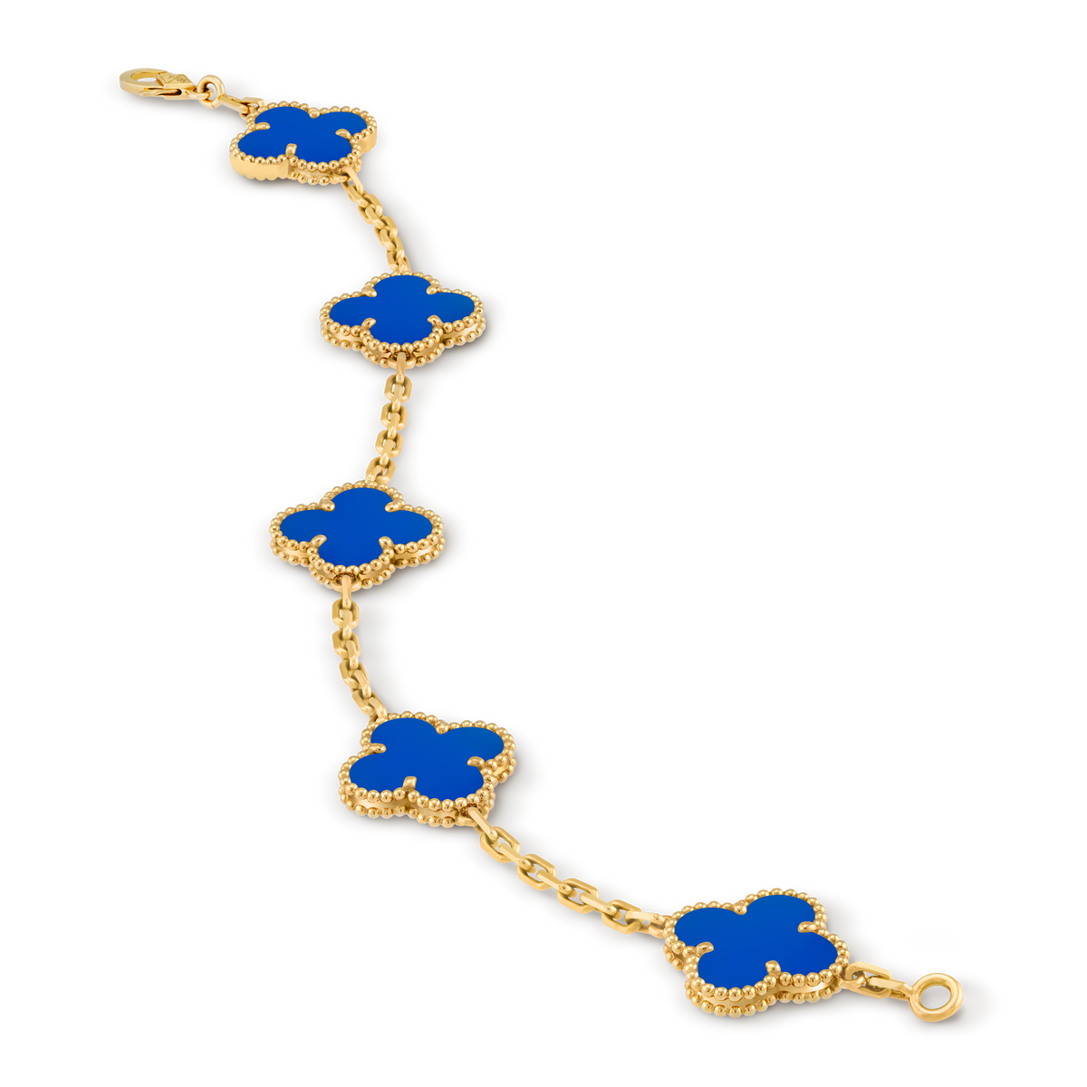 LUXE Reworked Vintage Alhambra bracelet, 5 motifs,18K yellow gold, Agate-Buy 1 Get 1 Free