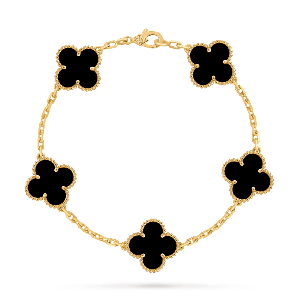 LUXE Reworked Vintage Alhambra bracelet, 5 motifs,18K yellow gold, Onyx-Buy 1 Get 1 Free