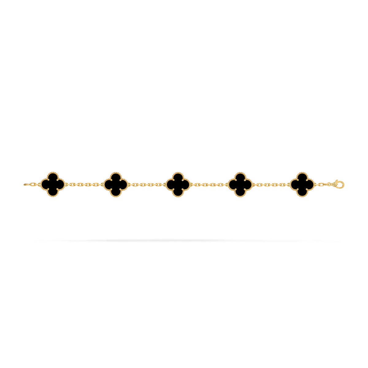 LUXE Reworked Vintage Alhambra bracelet, 5 motifs,18K yellow gold, Onyx-Buy 1 Get 1 Free