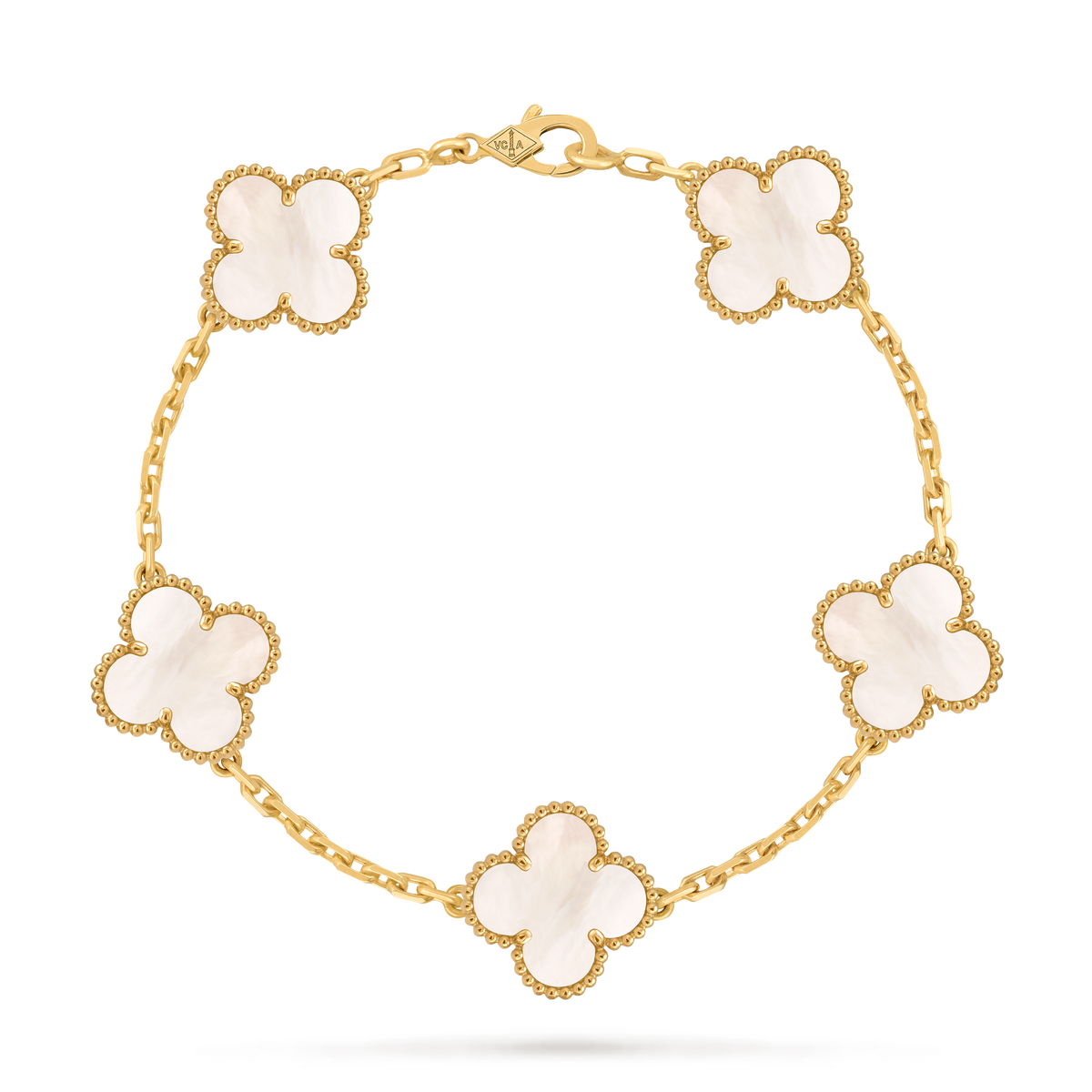 LUXE Reworked Vintage Alhambra bracelet, 5 motifs,18K yellow gold, Mother-of-pearl-Buy 1 Get 1 Free