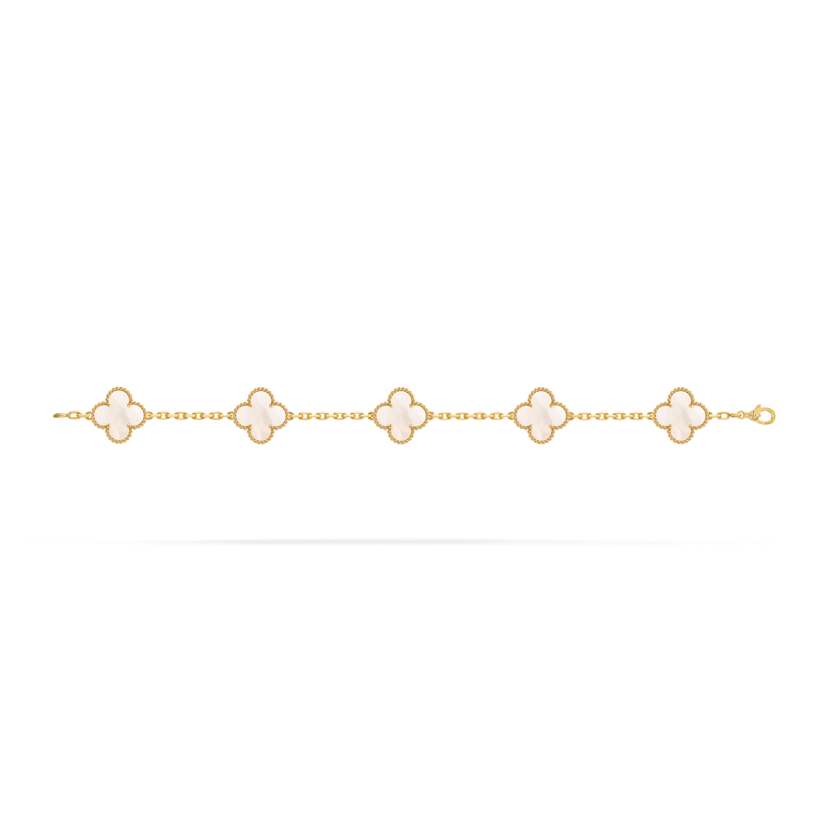 LUXE Reworked Vintage Alhambra bracelet, 5 motifs,18K yellow gold, Mother-of-pearl-Buy 1 Get 1 Free