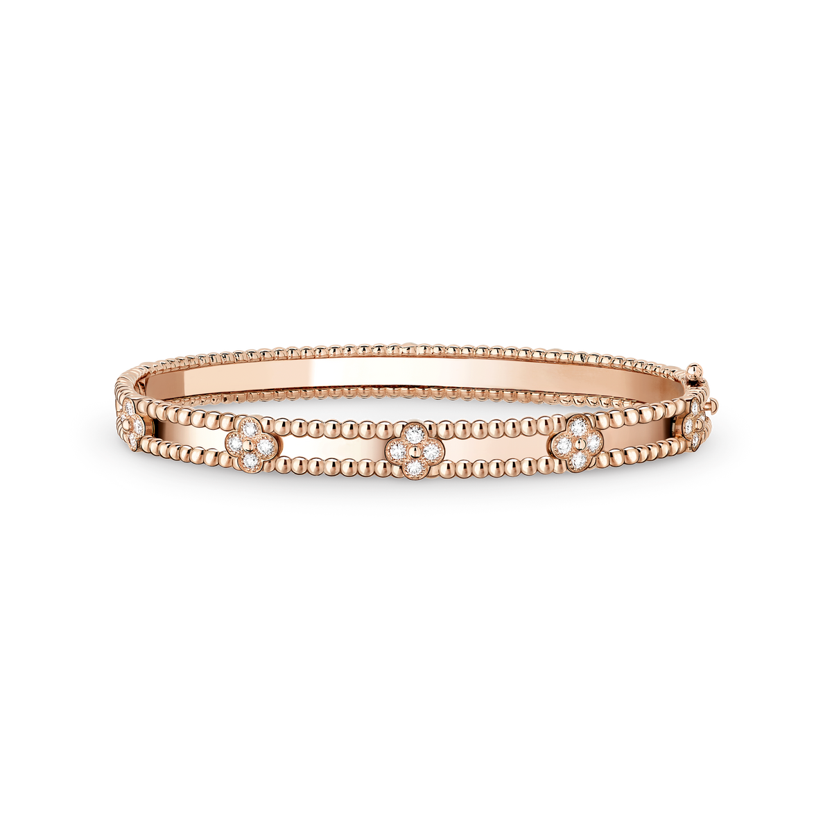 LUXE Reworked Perlée sweet clovers bracelet, medium model,18K rose gold, Diamond-Buy 1 Get 1 Free