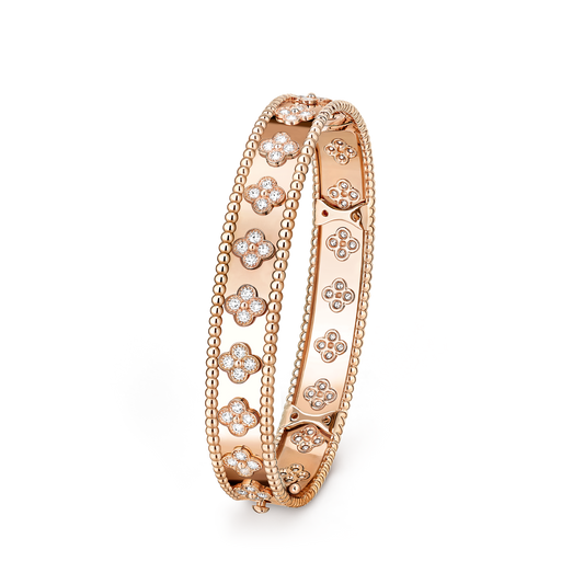 LUXE Reworked,Perlée clovers bracelet, medium model,18K yellow gold, Diamond-Buy 1 Get 1 Free
