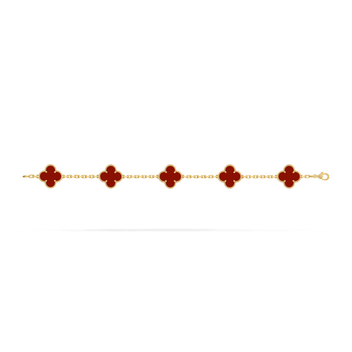 LUXE Reworked Vintage Alhambra bracelet, 5 motifs,18K yellow gold, Carnelian-Buy 1 Get 1 Free