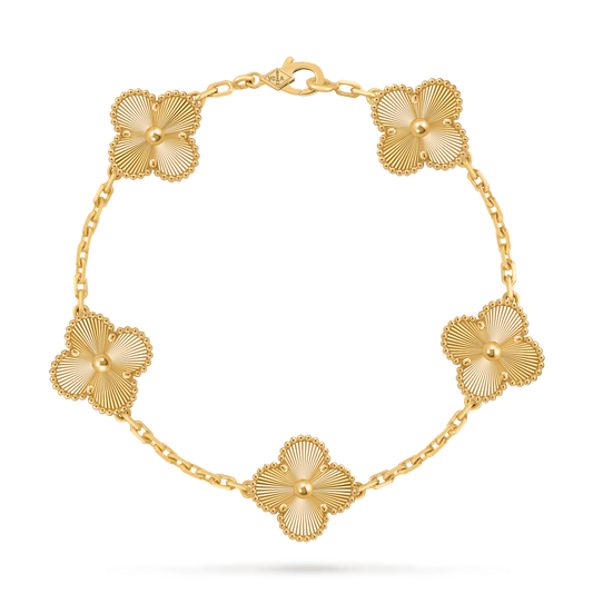 LUXE Reworked Vintage Alhambra bracelet, 5 motifs,18K yellow gold-Buy 1 Get 1 Free
