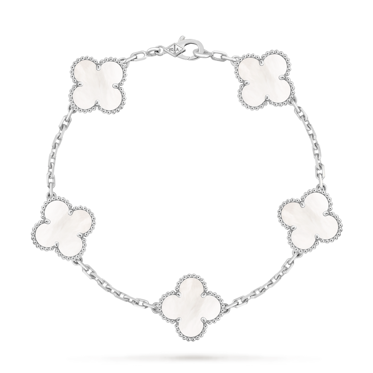 LUXE Reworked Vintage Alhambra bracelet, 5 motifs,18K white gold, Mother-of-pearl-Buy 1 Get 1 Free