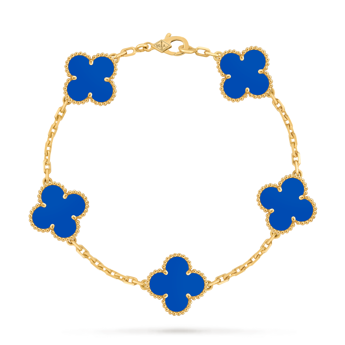 LUXE Reworked Vintage Alhambra bracelet, 5 motifs,18K yellow gold, Agate-Buy 1 Get 1 Free