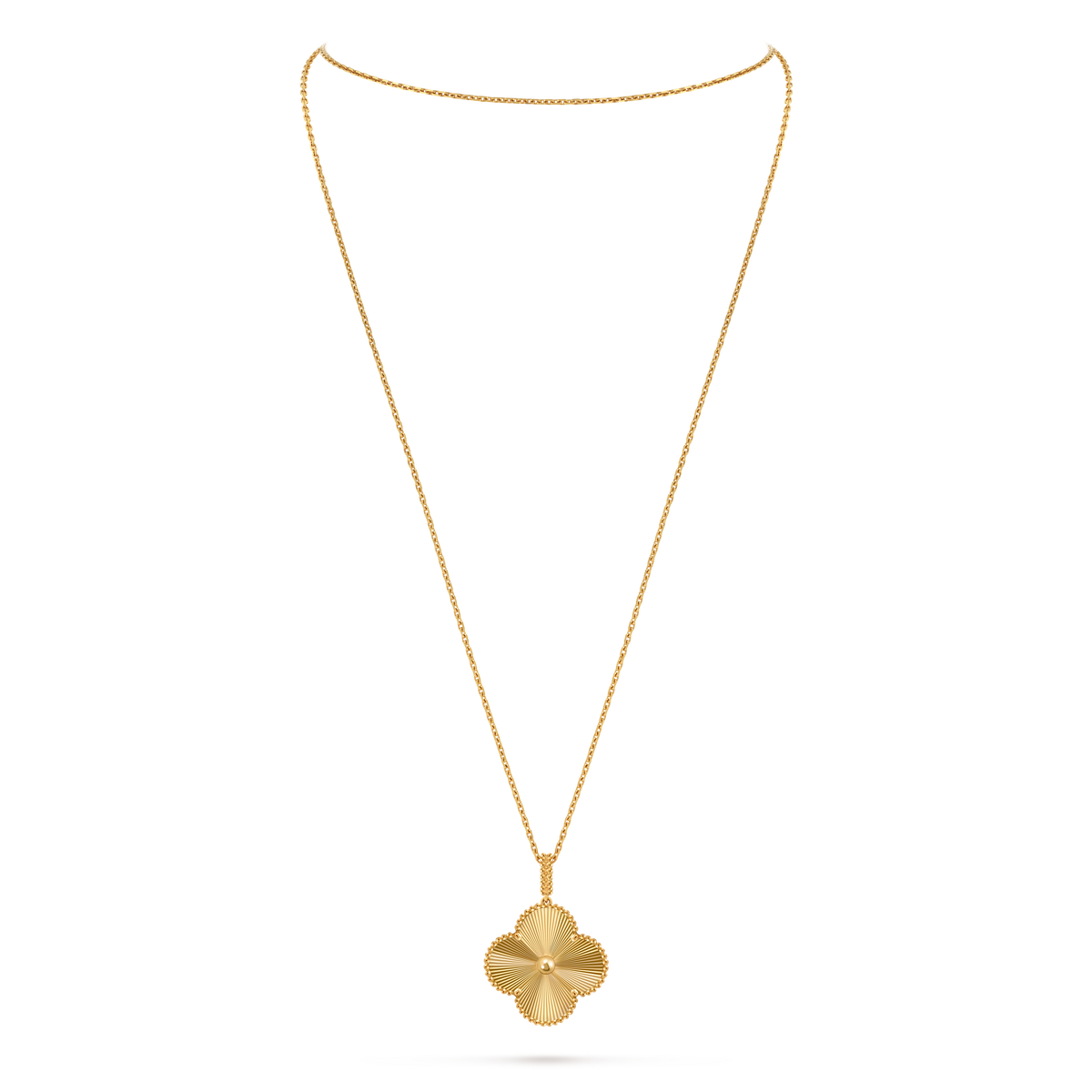 LUXE Reworked Magic Alhambra long necklace, 1 motif,18K yellow gold-Buy 1 Get 1 Free