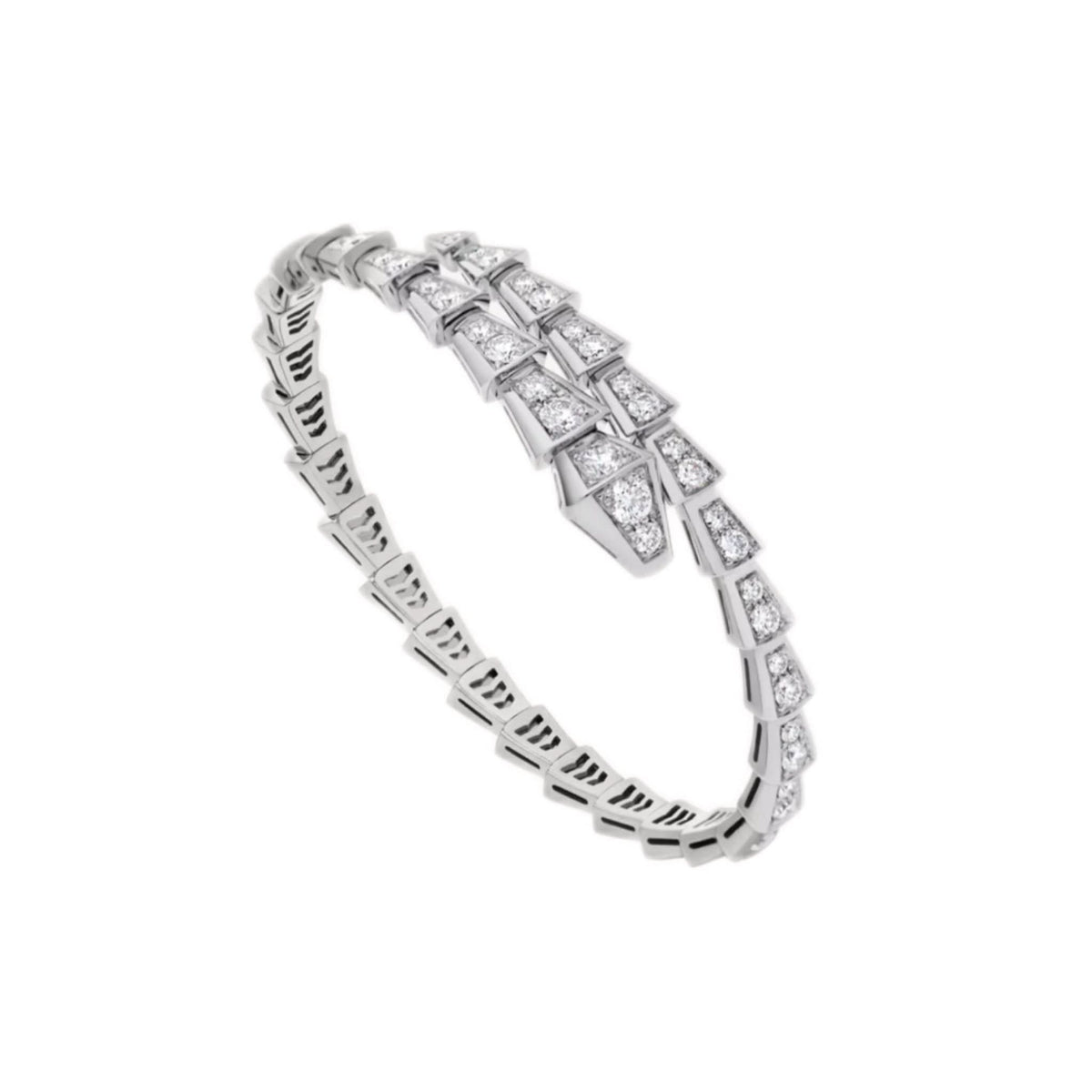 SNAKE BRACELET Bvlgari Serpenti Viper 18K White Gold Diamond Bracelet 2.80 Carats